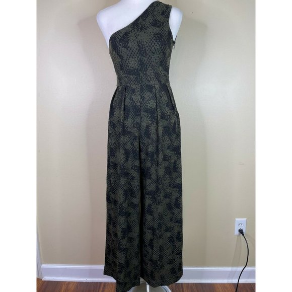 Free People Pants - Free People Maya One Shoulder Womens Jumpsuit Size S Green Side Zip $128 NWT
